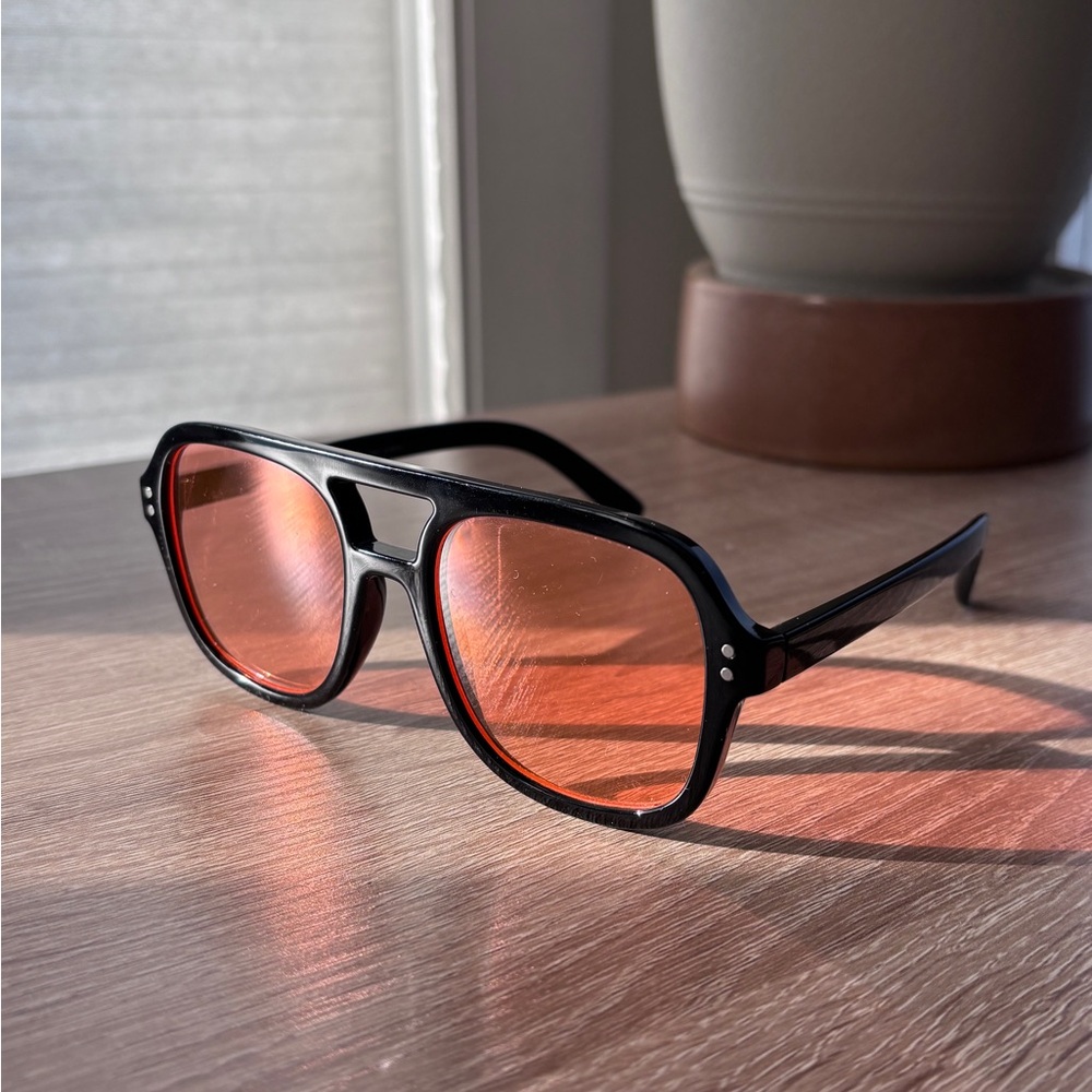 Black Sunglasses with Pink / Red  Lenses